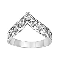 MOONEYE 0.50 CTW Natural Diamond Polki Crown Ring 925 Sterling Silver Platinum Plated Slice Diamond Jewelry