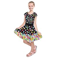 PattyCandy Big Little Girls Adorable Rabbit Bunny Easter Donuts & Cookies Candy Outfit Bear Short Sleeve Dress
