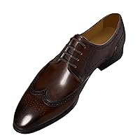Men's Oxfords Leather Dress Formal Full Wingtip Derby Shoes Fashion Business Casual Tuxedo for Men