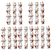BESTOYARD Cat Cake Topper 60 Pcs Miniature Lucky Cat cake toy cake decoration outdoor home decor fortune cats statue ornaments small animal playsets resin mini kitten decor car