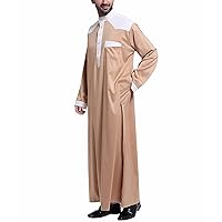 Vintage Party Long Robe Men Long Sleeve Spring Cotton Tunics Gents Solid Color Deep V Neck Comfort Regular Beige Xl