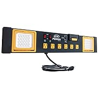 Performance Tool W2279 Commercial Grade Power Station with 6 Outlets, 2 USB Ports, Built-In Cradle, and LED Lights, Ideal for Workshops and Garages