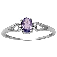0.65 Ctw Natural Tanzanite 925 Fine Sterling Silver Classic Ring Rounded by Natural CZ