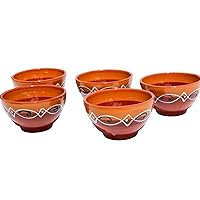 Cactus Canyon Ceramics Spanish Terracotta 5-Piece Small Salsa Bowl Set (European Size), Spanish Sunset…