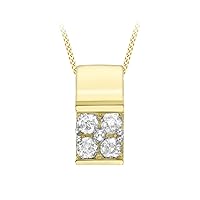 Carissima Gold Women's 9 ct Yellow Gold 0.19 ct Diamond Square Pendant on Curb Chain Necklace of 46 cm/18 inch