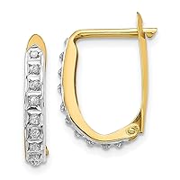 14K Yellow Gold Diamond Hinged Hoop Earrings