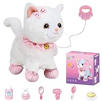 Toy Cat for Kids, Touch and Voice Controlled Remote Control Cat with Leash, Lifelike Walking Cat Toy That Can Walk, Meow, and Wags Tail, Best Festive Gift for Boys and Girls Ages 3 4 5 6 7