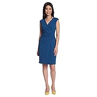 Maggy London Women's Faux Wrap V-Neck Dress with Gathering