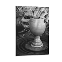 Black And White Art Poster Pottery Pot Porcelain Making Poster Canvas Posters Poster Decorative Painting Canvas Wall Art Living Room Posters Bedroom Painting 12x18inch(30x45cm)