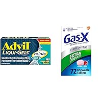Advil Liqui-Gels Minis 160 Capsules Pain Reliever with Gas-X Extra Strength Chewable Tablets 72 Count Gas Relief