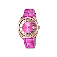 Women's Quartz Watch with Pink Dial Analogue Display and Pink Leather Strap 18226/1
