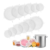 Silicone Stretch Lids 12 Pack: Reusable Silicone Lids for Bowls and Food Covers, 6 Different Sizes Silicone Bowl Covers to Meet Most Containers,Dishwasher & Freezer Safe