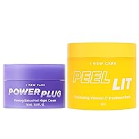 I DEW CARE Power Plug I Natural Retinol Alternative Bakuchiol Firming Night Cream + Peel Lit Citric Acid Peel Pads Bundle