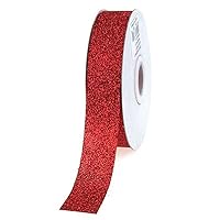 Homeford Glitter Ribbon Gift Wrapping, 7/8-Inch, 25-Yard, Red