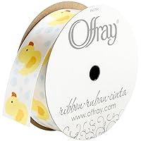 Offray, White 808335 Rubber Ducky Craft Ribbon, 7/8-Inch x 9-Feet, 7/8