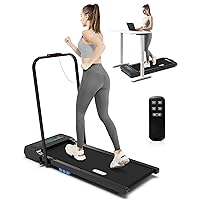Walking Pad Treadmill - 2 in 1 Folding Treadmills for Home Without Assemble - Under Desk Treadmill with LED Display and Remote Control, 0.6-7.6 MPH and 265lbs Capacity for Jogging, Running