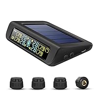Bicycle 7 Alarm Modes & Display Clock Real-Time Monitoring for Motorcycle Mountain Bike Wireless TPMS with 2 External Sensors Easesuper Motorcycle Tire Pressure Monitoring System 0~87Psi/0~6Bar 