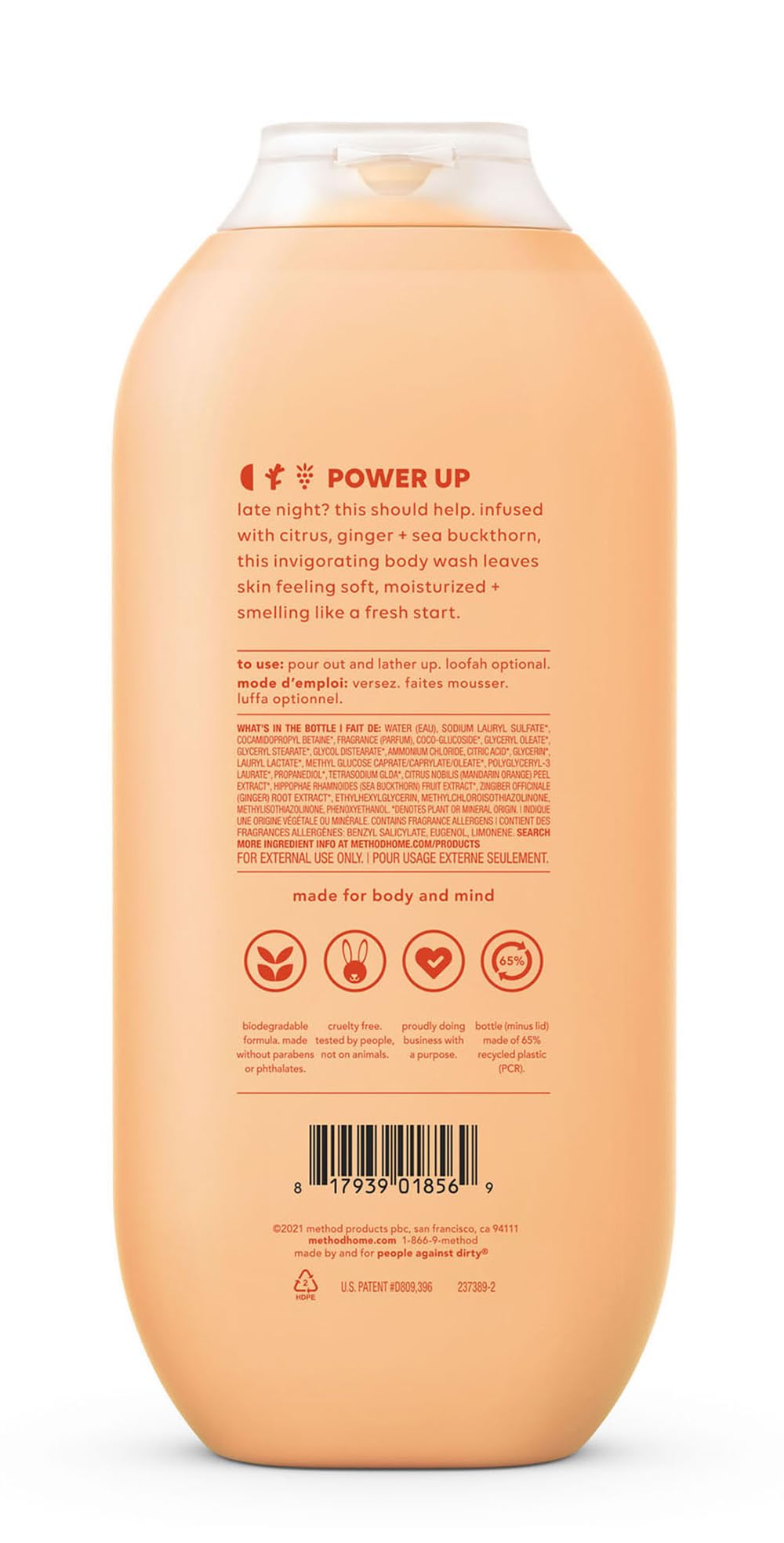 Method Body Wash, Energy Boost, Paraben and Phthalate Free, 18 oz (Pack of 1)