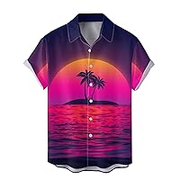 Hawaiian Shirts for Men Printed Casual Short Sleeve Button Down Summer Beach Dress Shirts Tropical Holiday Shirt