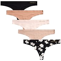 Vince Camuto Women's Underwear - 5 Pack, 10 Pack Seamless Thong Panties - Breathable No-Show Sexy Thongs (S-XL)