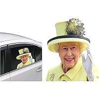 Queen Car Window Decal for Vehicles Window Cling Elizabeth Car Sticker(for Left Side)… (yellow1) (Window Cling Elizabeth Car Sticker)