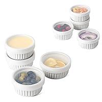 LE TAUCI Ramekins with Lids, 4 Pack 8 Oz + 4 Pack 4 oz Oven Safe Creme Brulee Ramekin Souffle Dishes with Covers