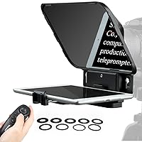 Desview T3 Portable Teleprompter for iPad Tablet iPhone up to 11 inch, High Definition 70/30 Beam Splitter Glass with Remote Control for DSLR Camera Smartphone Video Recording (9 Lens Adapter Ring)