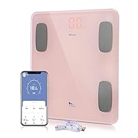 Body Fat Scale Smart BMI Scale Digital Bathroom Wireless Weight Scale, Body Composition Analyzer with Smartphone App sync with Bluetooth-Compatible (Pink)