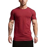 Classic Round Neck Tee Shirts for Men Soft Plain Short Sleeve Cotton Tops Shirt Regular Fit Comfortable Casual Basic T-Shirts
