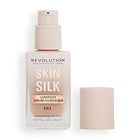 Revolution Beauty, Skin Silk Serum Foundation, Light to Medium Coverage, Lightweight & Radiant Finish, Contains Hyaluronic Acid, F10.5 - Medium Skin Tones, 0.77 Fl. Oz.