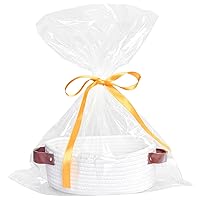 ABenkle Small Woven Basket, Mini Cotton Rope Storage Tiny Shelf Oval Decorative Toy Baby Dog Cat Basket for Nursery, Kids Room, Empty Gift Basket with Gift Bags and Ribbon - White