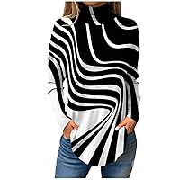 Christmas Shirts for Women 2023 Turtle Neck Printed Funny Graphic Y2K Shirt Baggy Long Sleeeve Xmas Holiday Tops Blouses