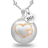 Saga Jewellery Angel Caller Necklace Double Heart Gold