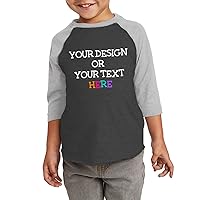 Custom Shirt for Boys Girls Toddler Raglan Your Image Text Baseball T-Shirt Front/Back Print