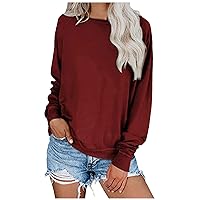 Fall Clothes For Women 2023 Women Casual Solid Pullover Sweatshirts Long Sleeve Sweatshirts Casual Long Sleeve Top