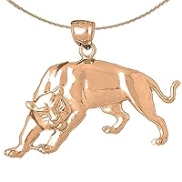 Panther Necklace | 14K Rose Gold Panther Pendant with 18