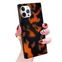 Omorro Compatible with Square iPhone 13 Pro Case for Women Girls Bling Glossy Leopard Case Tortoise Shell Pattern Luxury Square Edge Case Flexible Soft TPU Protective Cover Girly Case