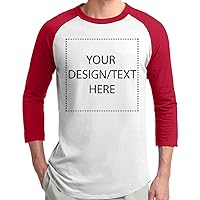 Custom T-Shirt Personalized Add Your Own Text or Image Raglan Jersey Shirt