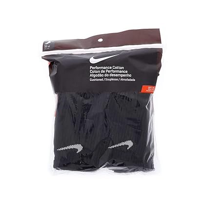 NIKE Unisex Performance Cushion Crew Socks with Bag (6 Pairs), Black/White, Medium