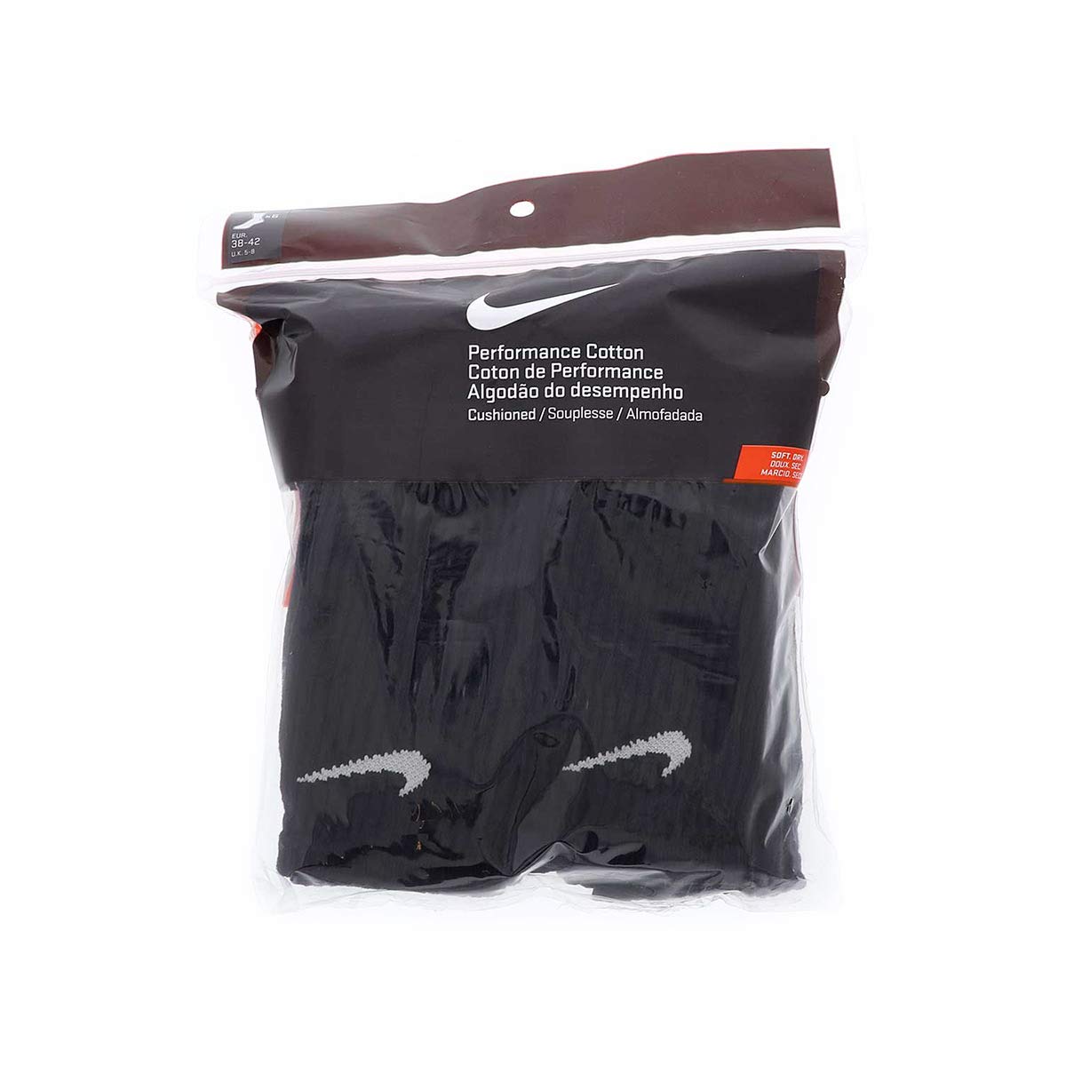 NIKE Unisex Performance Cushion Crew Socks with Bag (6 Pairs), Black/White, Medium