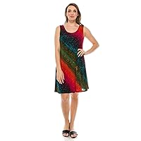 Jostar Women's Plus Size Dress – Sleeveless Print Tank Basic Stretch Casual Swing Flowy T Shirt One Piece