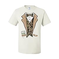 Tuxedo With Bow Tie Camo Hunting Funny Humor Tee Graphic Unisex T-Shirt - ( Medium, White )