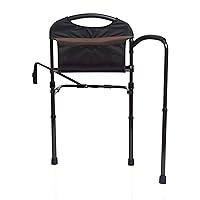 Mobility Rail, Bed Rail and Assist Bar with Swing-Out Safety Handle for Adults, Seniors, and Elderly, Transfer Rail for Bed with Floor Support Legs and Pouch, Standing Assist, Mobility Aid