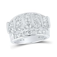The Diamond Deal 14kt White Gold Mens Round Diamond Band Ring 4 Cttw