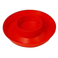 Screw-On Poultry Waterer Base (1 Quart) - Little Giant - Heavy Duty Plastic Water Tray Base for Container (Red) (Item No. 740)