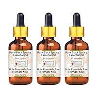 Pure Black Spruce Essential Oil (Picea Mariana) with Glass Dropper Steam Distilled (Pack of Three) 100ml X 3 (10 oz)