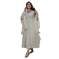 Festival Party Indian Woman Stitched Georgette Chikankari Anarkali Gown Suit 4832