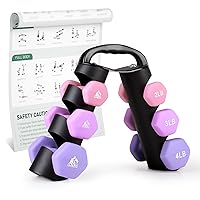 LIONSCOOL Set of 2 Neoprene Coated Dumbbell Hand Weights, Anti-Slip and Anti-Roll Hex Dumbbells in Pair for Strength Training, Resistance Training