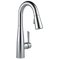 Delta Faucet Essa Bar Faucet Brushed Nickel, Bar Sink Faucet Single Hole, Wet Bar Faucets with Pull Down Sprayer, Prep Sink Faucet, Faucet for Bar Sink, Arctic Stainless 9913-AR-DST