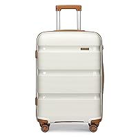 Kono Carry On Luggage Hard Shell Travel Trolley 4 Spinner Wheels Lightweight Polypropylene Suitcase with TSA Lock (Carry-On 21-Inch, Cream White)